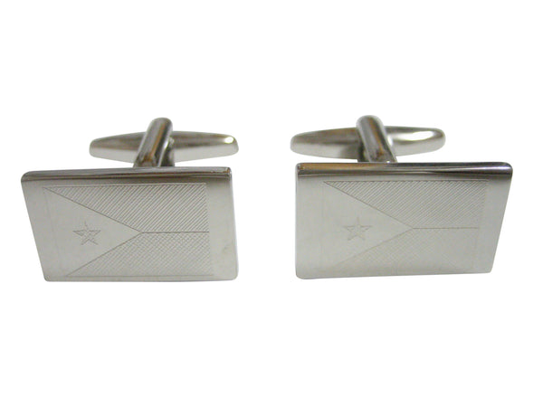 Silver Toned Etched Djibouti Flag Cufflinks