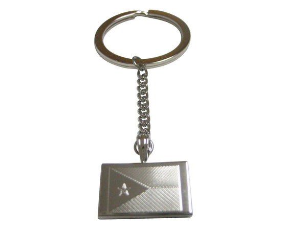 Silver Toned Etched Djibouti Flag Pendant Keychain
