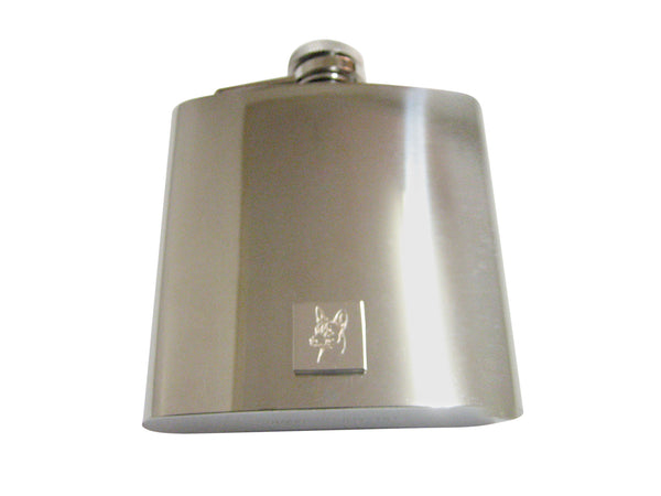 Silver Toned Etched Dog Head 6 Oz. Stainless Steel Flask