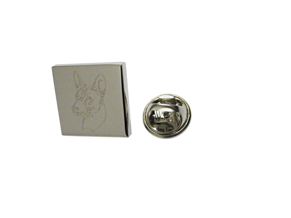 Silver Toned Etched Dog Head Lapel Pin