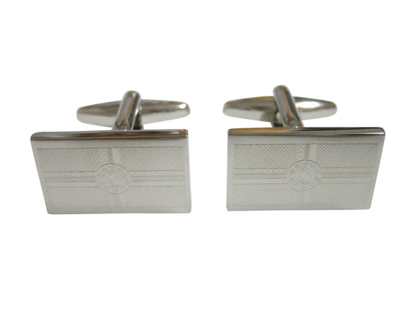 Silver Toned Etched Dominica Flag Cufflinks