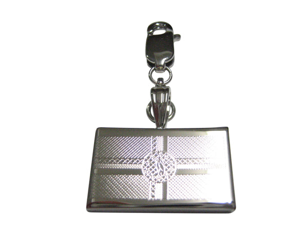 Silver Toned Etched Dominica Flag Pendant Zipper Pull Charm