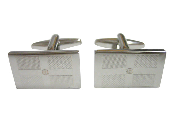Silver Toned Etched Dominican Republic Cufflinks