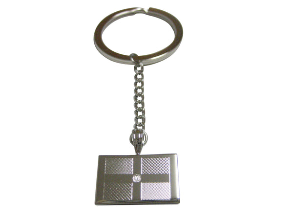 Silver Toned Etched Dominican Republic Pendant Keychain