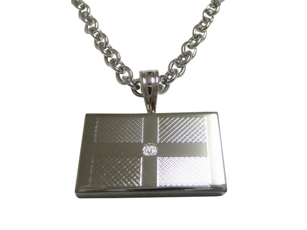 Silver Toned Etched Dominican Republic Pendant Necklace