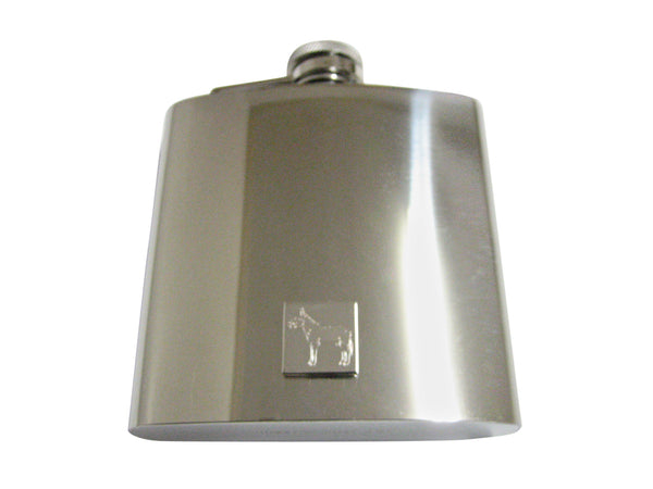 Silver Toned Etched Donkey 6 Oz. Stainless Steel Flask