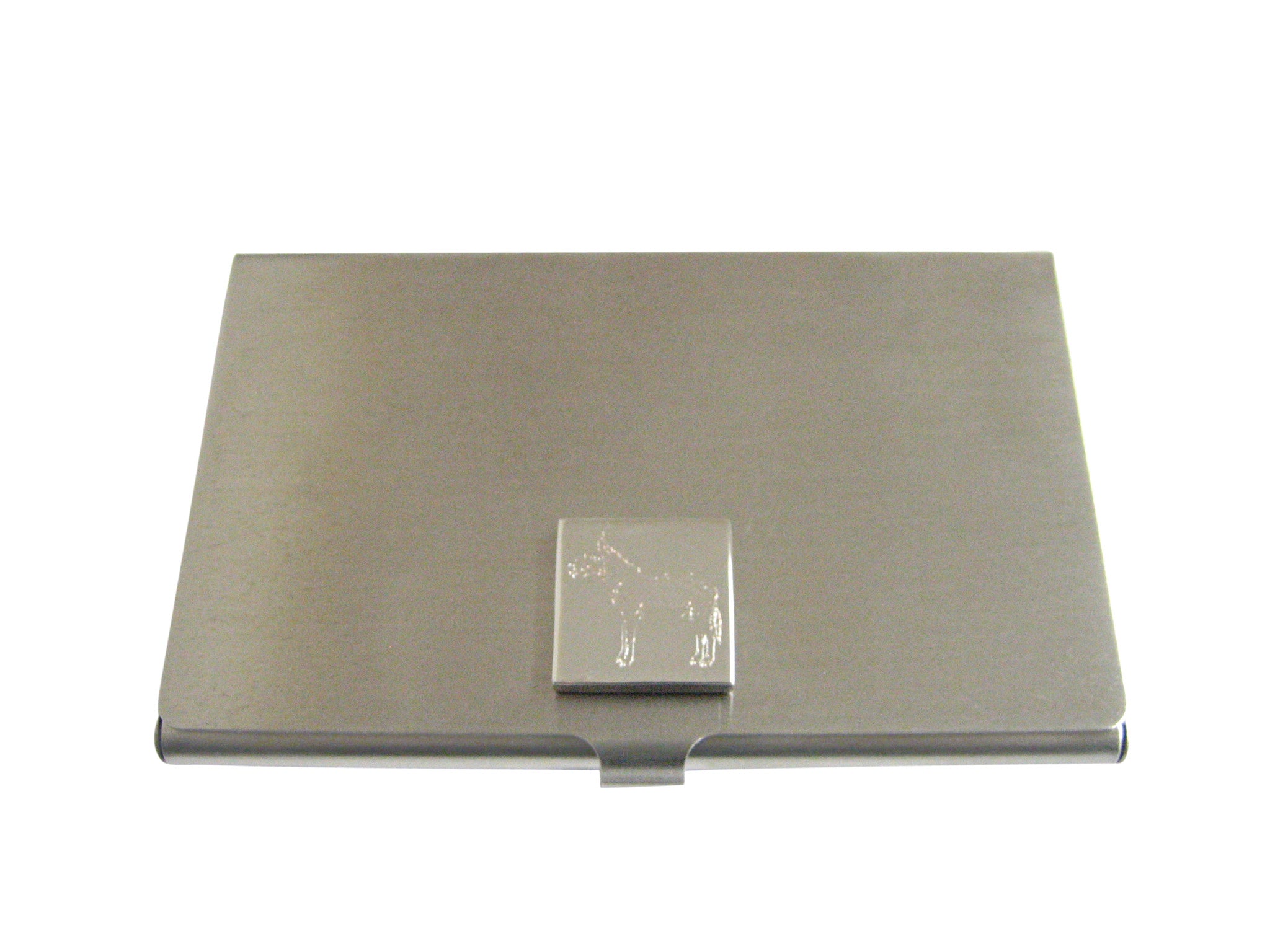 Silver Toned Etched Donkey Business Card Holder