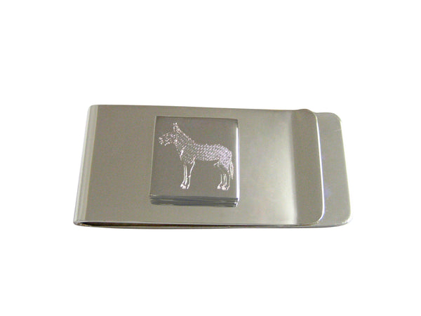 Silver Toned Etched Donkey Money Clip