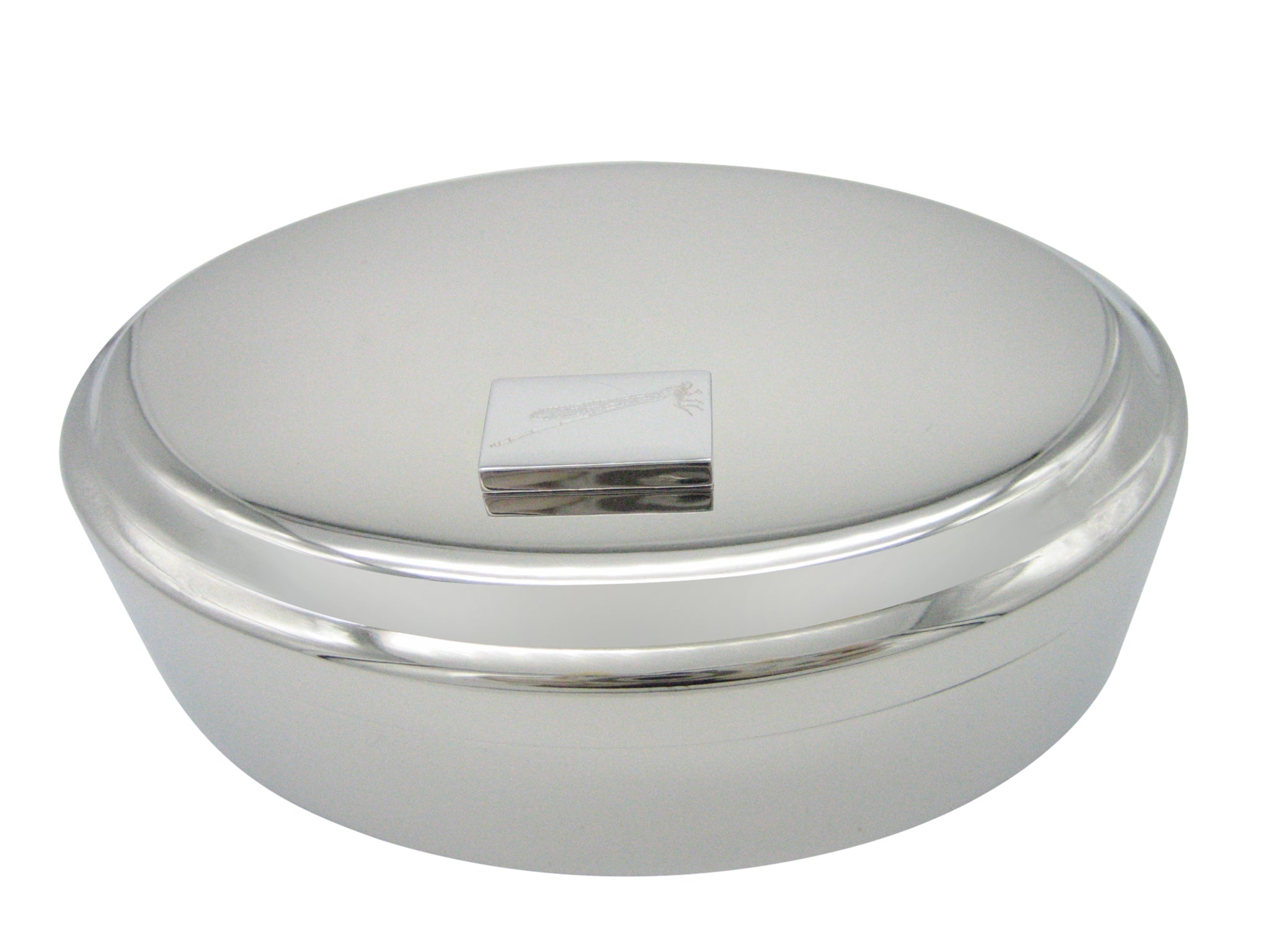 Silver Toned Etched Dragonfly Insect Bug Pendant Oval Trinket Jewelry Box