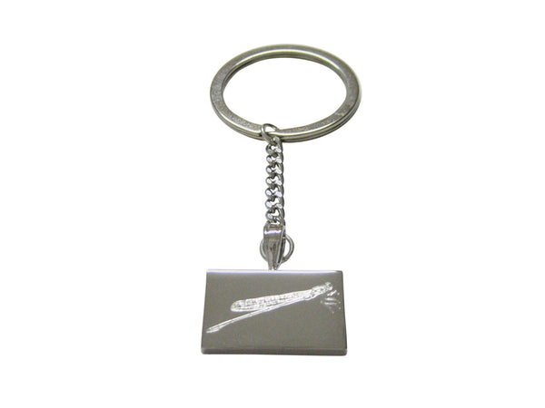 Silver Toned Etched Dragonfly Keychain