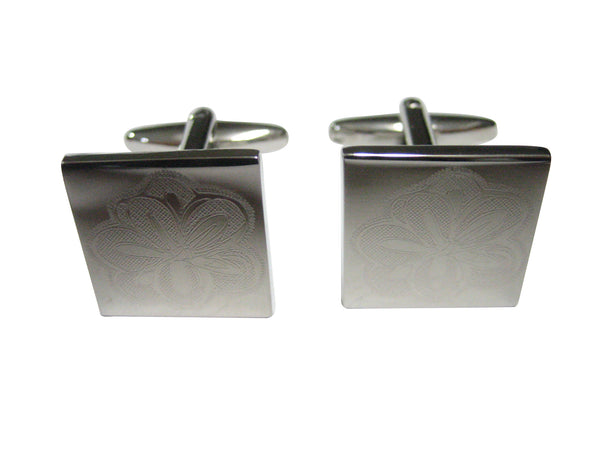 Silver Toned Etched Drosera Aliciae Alice Sundew Carnivorous Plant Cufflinks