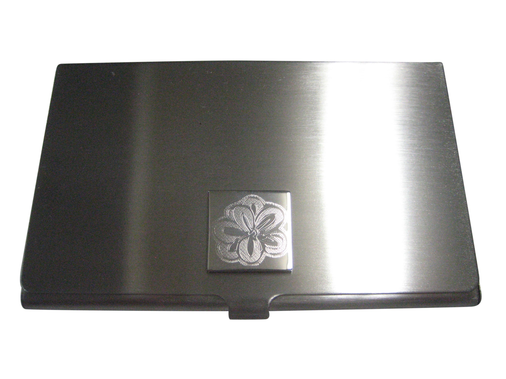 Silver Toned Etched Drosera Aliciae Alice Sundew Carnivorous Plant Pendant Business Card Holder