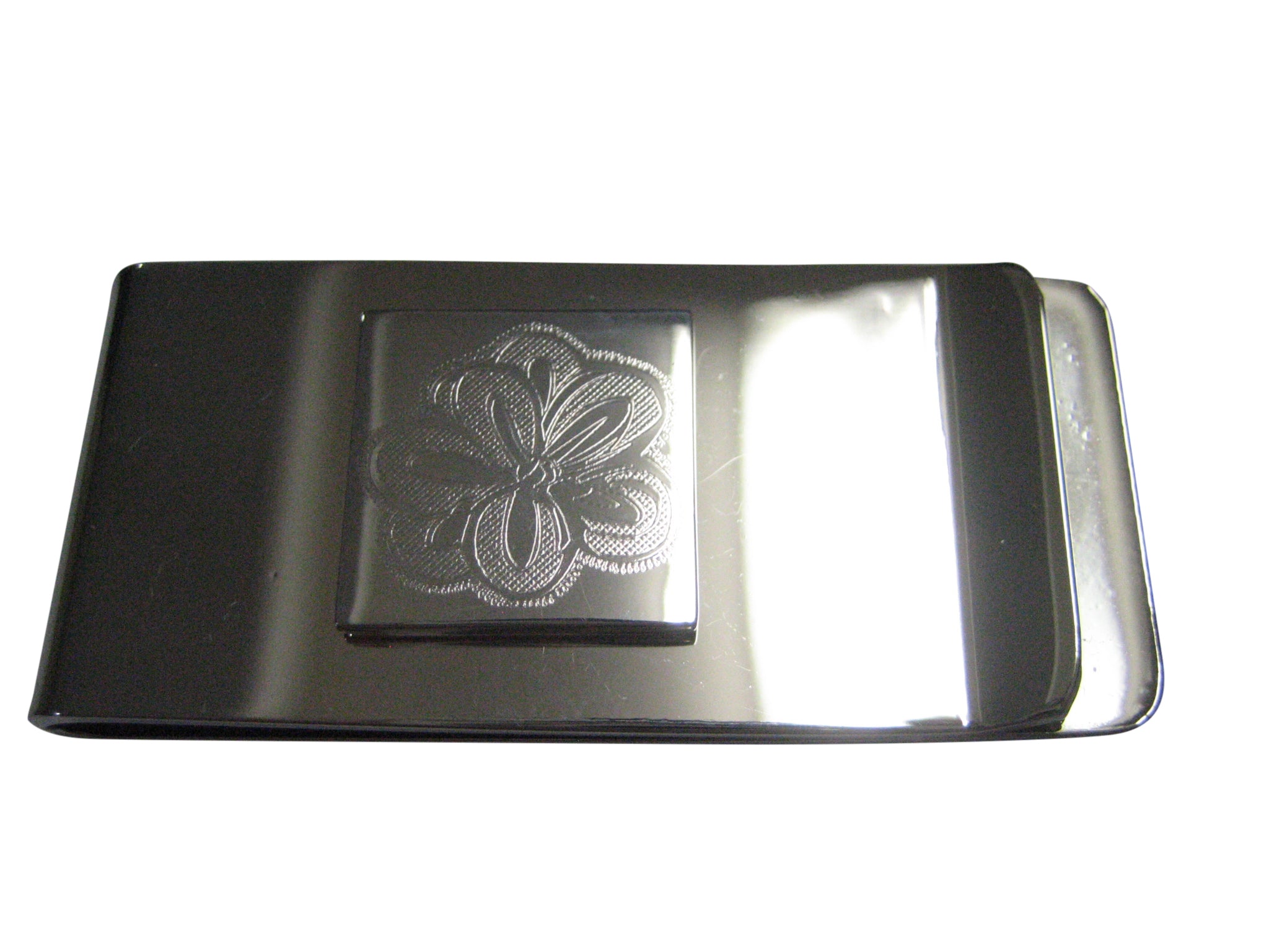 Silver Toned Etched Drosera Aliciae Alice Sundew Carnivorous Plant Pendant Money Clip