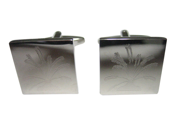 Silver Toned Etched Drosera Capensis Sundew Carnivorous Plant Cufflinks