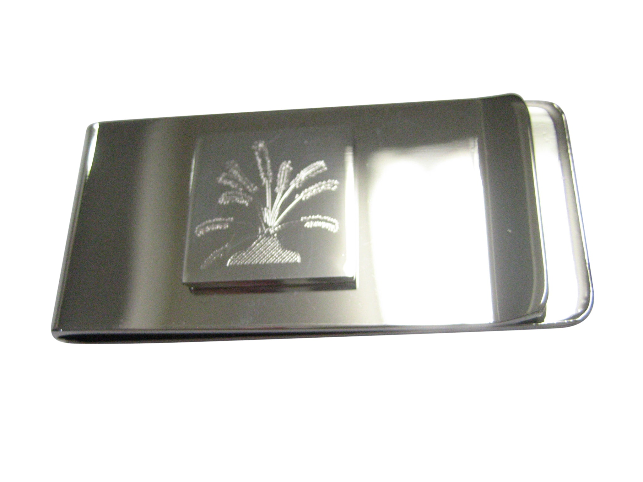 Silver Toned Etched Drosera Capensis Sundew Carnivorous Plant Money Clip