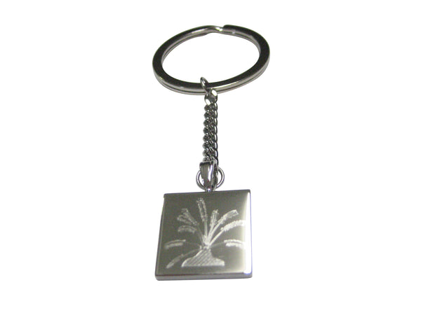 Silver Toned Etched Drosera Capensis Sundew Carnivorous Plant Pendant Keychain