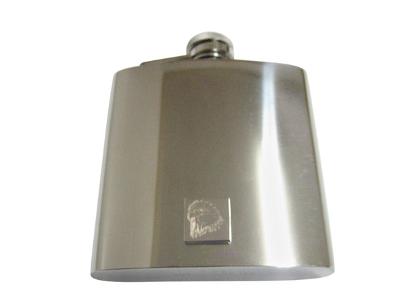 Silver Toned Etched Eagle Bird Head 6 Oz. Stainless Steel Flask