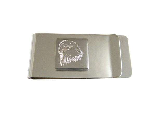 Silver Toned Etched Eagle Bird Head Money Clip
