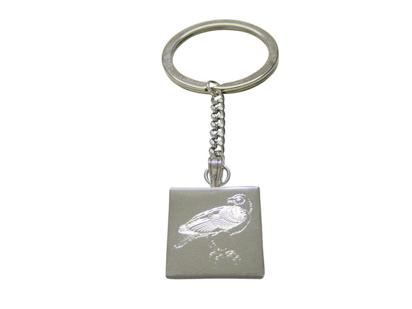 Silver Toned Etched Eagle Bird Keychain