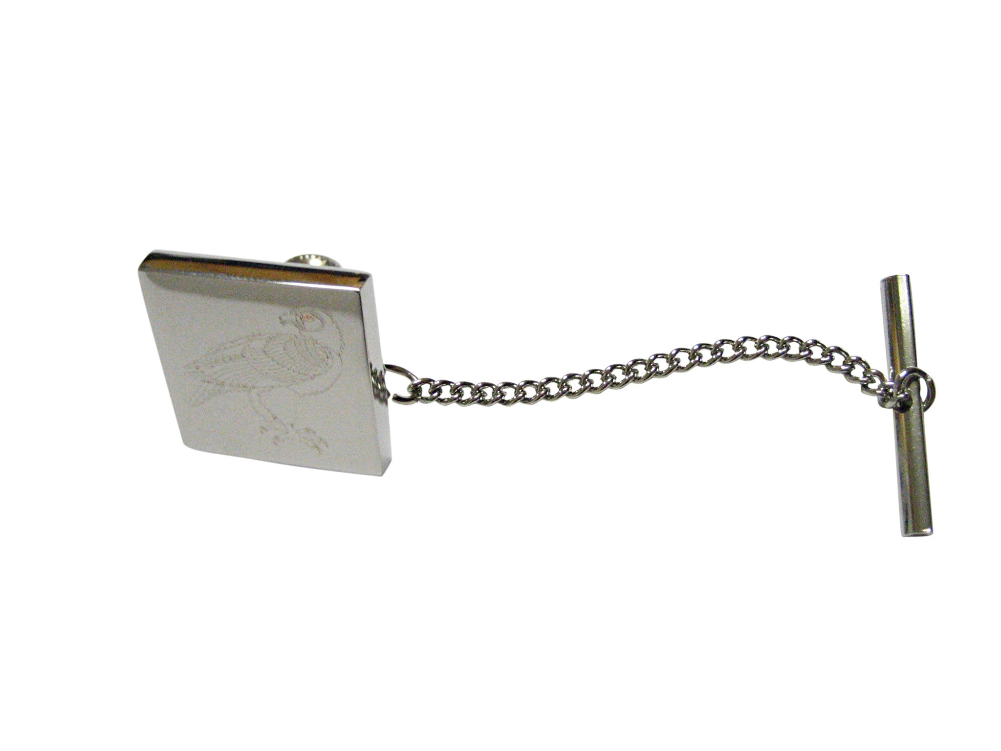 Silver Toned Etched Eagle Bird Tie Tack