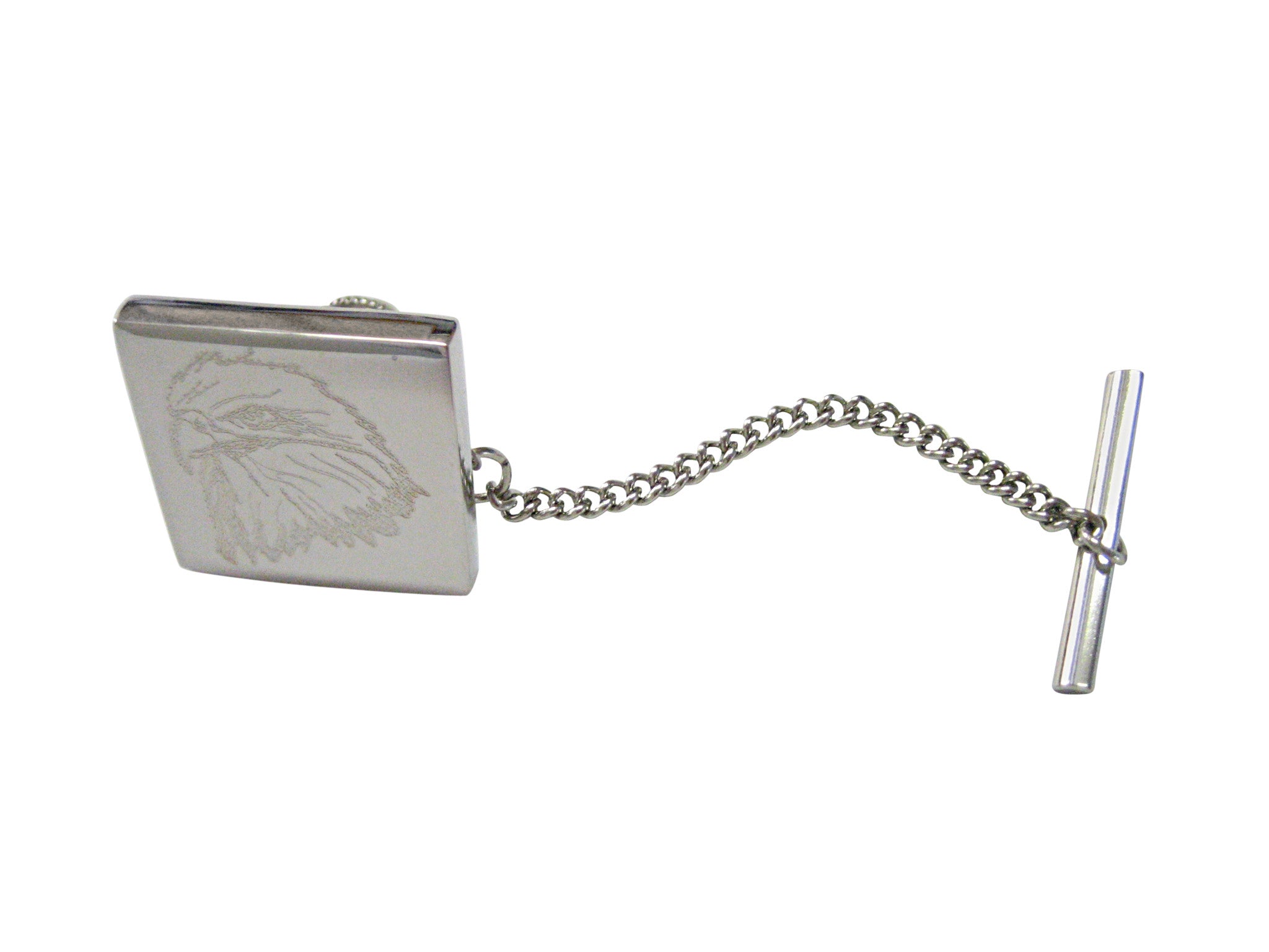 Silver Toned Etched Eagle Head Tie Tack