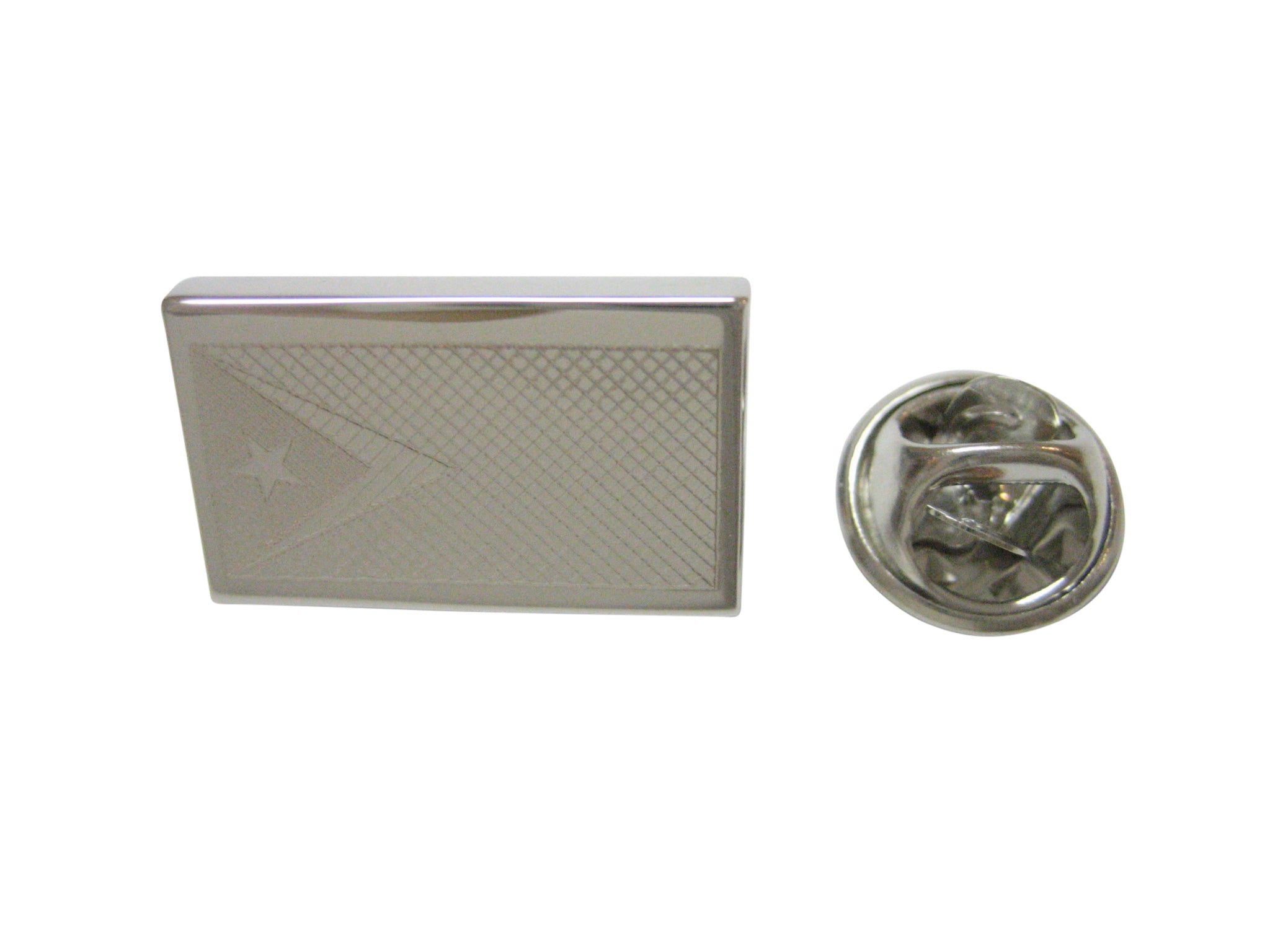 Silver Toned Etched East Timor Flag Lapel Pin