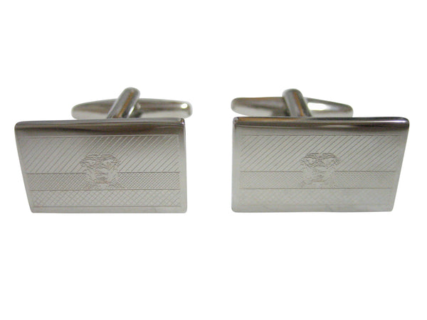 Silver Toned Etched Ecuador Flag Cufflinks