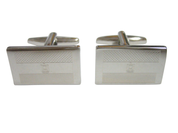 Silver Toned Etched Egypt Flag Cufflinks