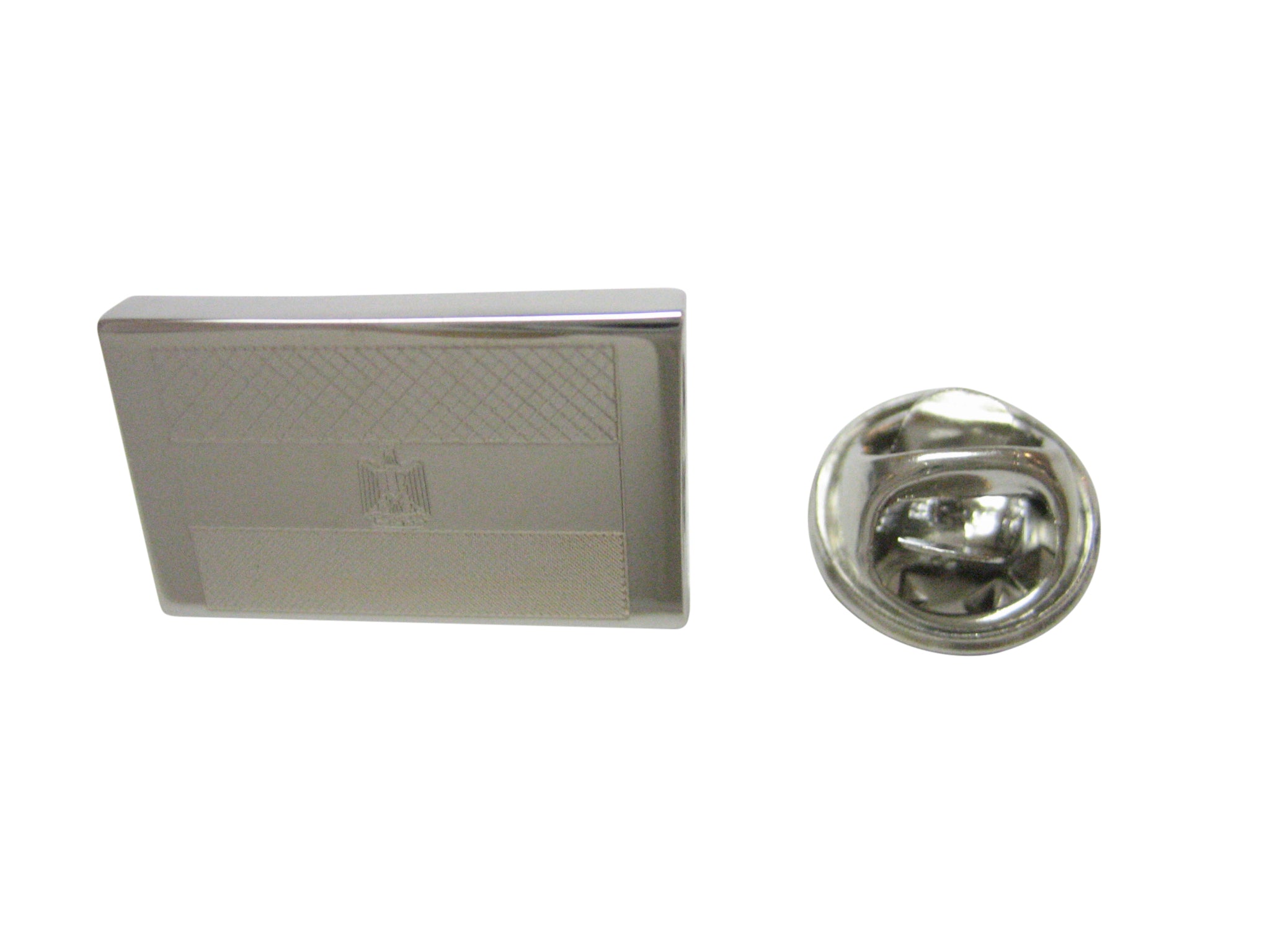 Silver Toned Etched Egypt Flag Lapel Pin