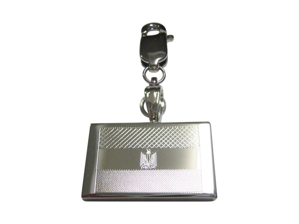 Silver Toned Etched Egypt Flag Pendant Zipper Pull Charm