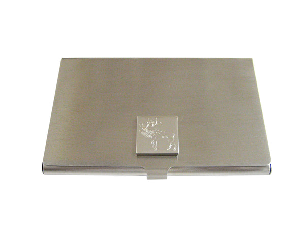 Silver Toned Etched Elk Business Card Holder