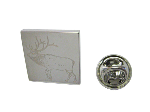 Silver Toned Etched Elk Lapel Pin
