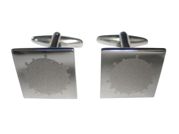 Silver Toned Etched Enveloped Virus Cufflinks