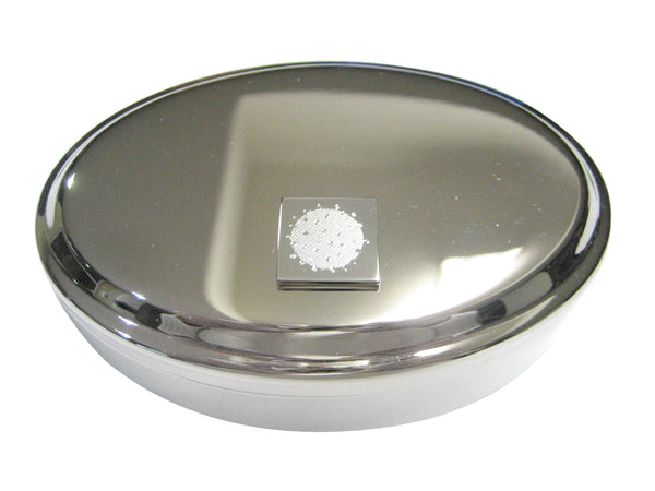 Silver Toned Etched Enveloped Virus Oval Trinket Jewelry Box