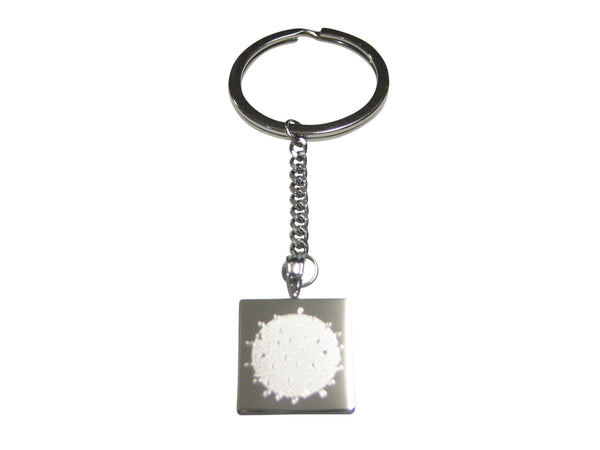 Silver Toned Etched Enveloped Virus Pendant Keychain