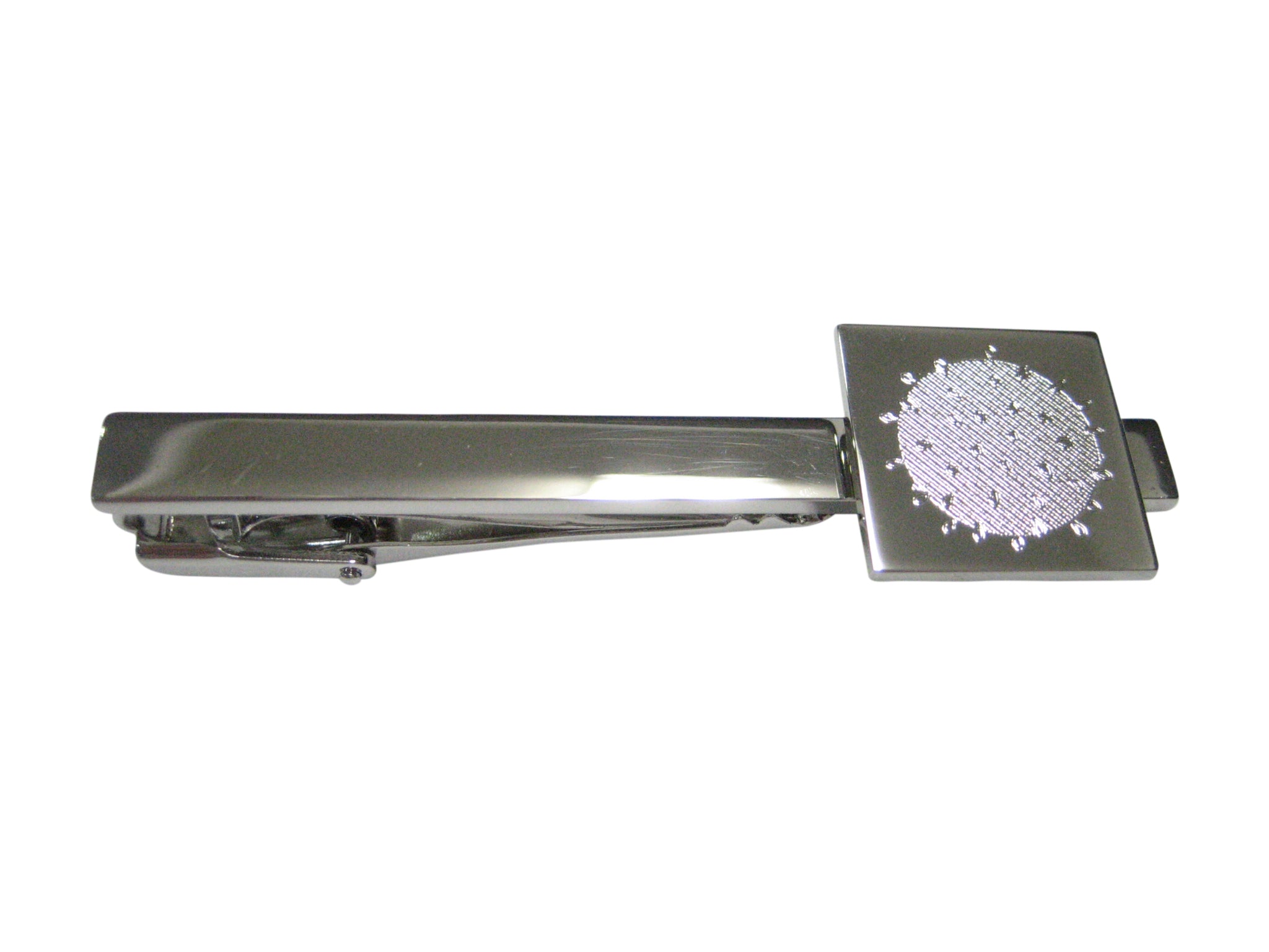 Silver Toned Etched Enveloped Virus Tie Clip
