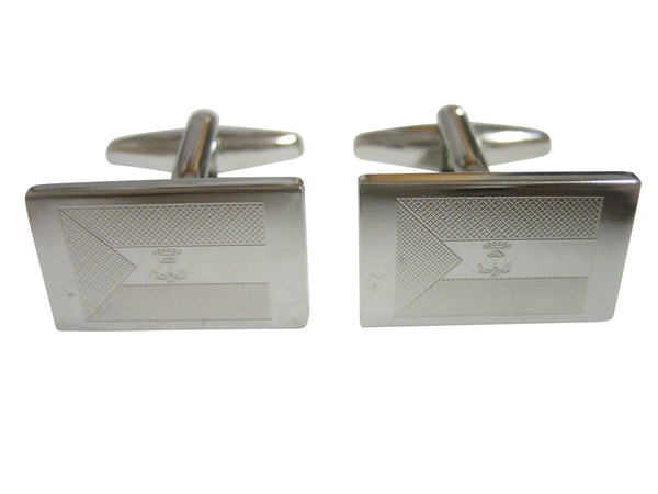 Silver Toned Etched Equatorial Guinea Flag Cufflinks