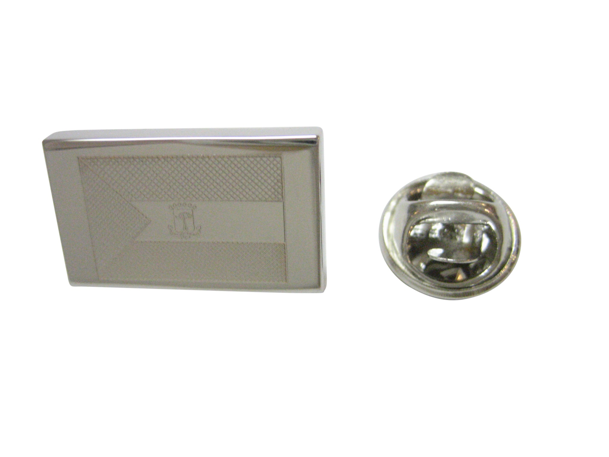 Silver Toned Etched Equatorial Guinea Flag Lapel Pin