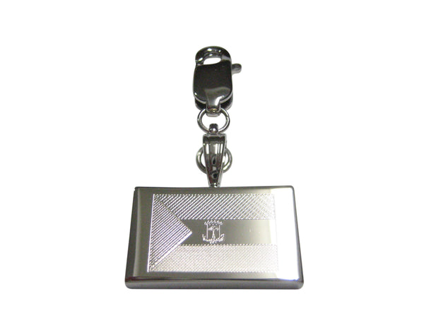 Silver Toned Etched Equatorial Guinea Flag Pendant Zipper Pull Charm