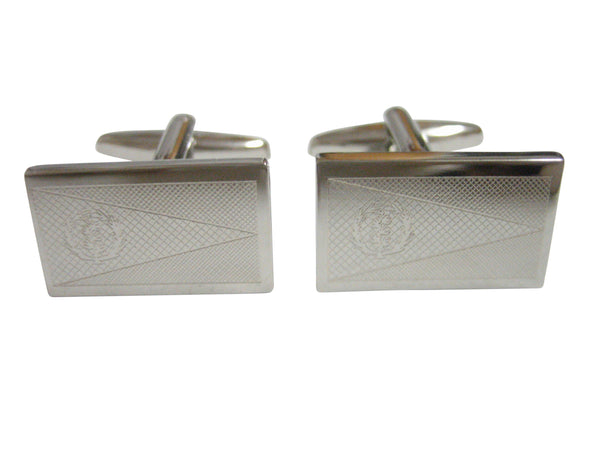 Silver Toned Etched Eritrea Flag Cufflinks