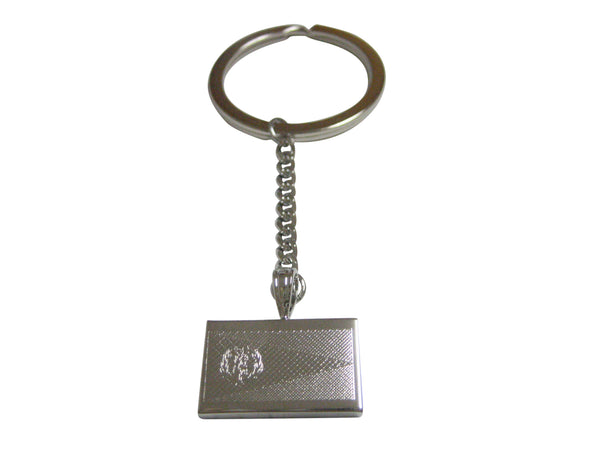 Silver Toned Etched Eritrea Flag Pendant Keychain