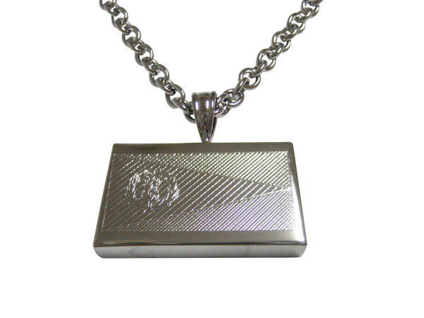 Silver Toned Etched Eritrea Flag Pendant Necklace
