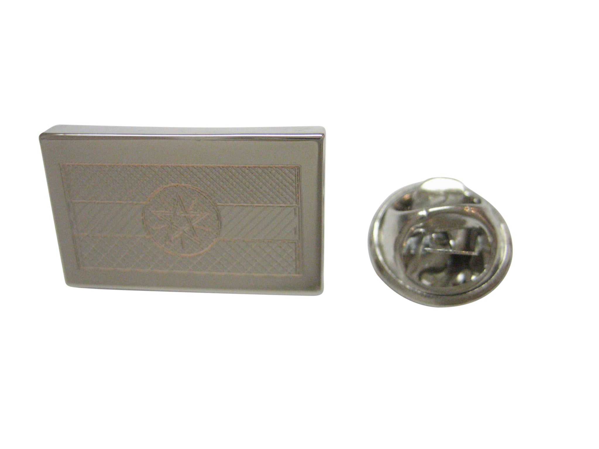 Silver Toned Etched Ethiopia Flag Lapel Pin