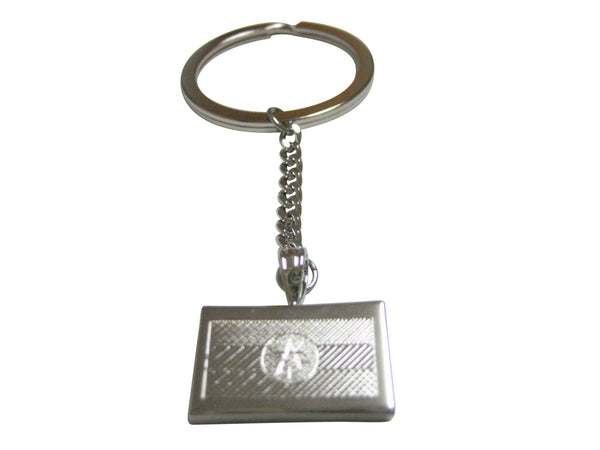 Silver Toned Etched Ethiopia Flag Pendant Keychain
