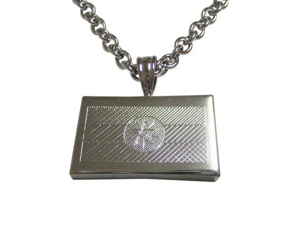Silver Toned Etched Ethiopia Flag Pendant Necklace