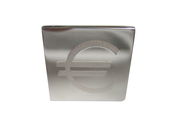 Silver Toned Etched Euro Currency Sign Adjustable Size Fashion Ring