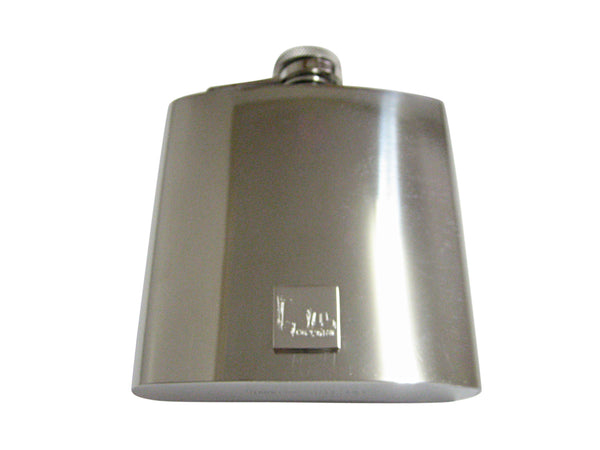Silver Toned Etched Excavator 6 Oz. Stainless Steel Flask
