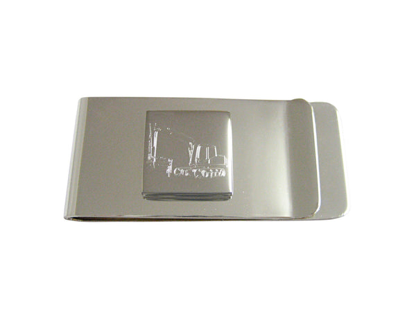 Silver Toned Etched Excavator Money Clip