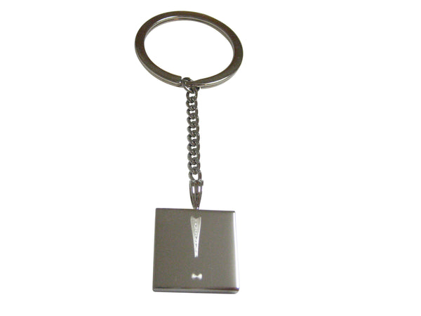 Silver Toned Etched Exclamation Mark Pendant Keychain