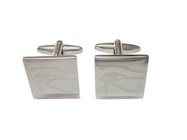 Silver Toned Etched Eye of Horus Cufflinks